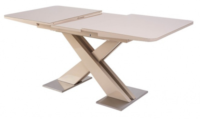 Стол CONTI 140 BEIGE GLASS бежевый глянец М-City