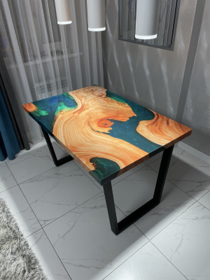 Стол Квадро 3D 1200*800(столешница Река/опора черная)