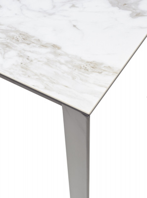 Стол CORNER 120 VOLAKAS WHITE Белый мрамор глянцевый, керамика/ GREY1 М-City