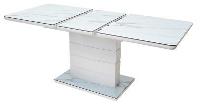Стол ALTA 120 GREY-WHITE MARBLE/ WHITE глазурованное стекло М-City
