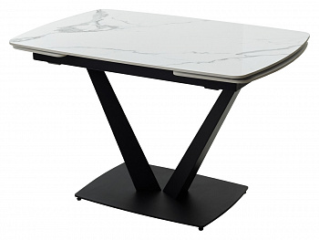 Стол ALATRI 120 GLOSS STATUARIO WHITE SINTERED STONE / BLACK М-City