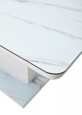 Стол ALTA 120 GREY-WHITE MARBLE/ WHITE глазурованное стекло М-City