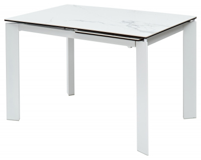 Стол CORNER 120 HIGH GLOSS STATUARIO керамика/ белый каркас М-City
