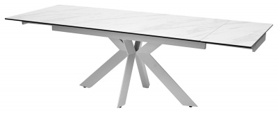 Стол BELLUNO 160 MARBLES KL-99 Белый мрамор матовый, итальянская керамика/ белый каркас М-City