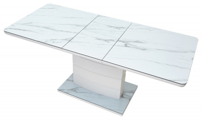 Стол ALTA 120 GREY-WHITE MARBLE/ WHITE глазурованное стекло М-City