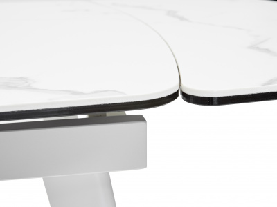 Стол ELIOT 120 HIGH GLOSS STATUARIO Белый мрамор глянцевый, керамика/ белый каркас М-City