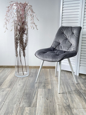 Стул MONACO UF910-05 DARK GREY, велюр/белый каркас M-City