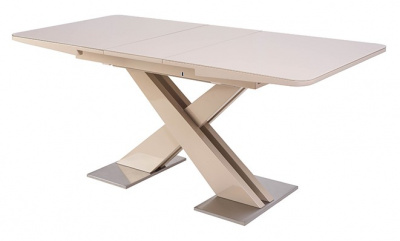 Стол CONTI 140 BEIGE GLASS бежевый глянец М-City