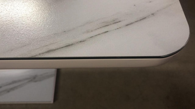 Стол ALTA 120 GREY-WHITE MARBLE/ WHITE глазурованное стекло М-City