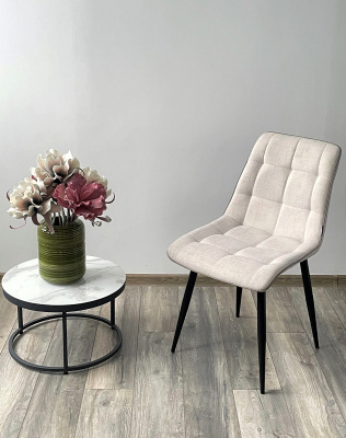 Стул CHIC HE622-01/ HE622-05 топленое молоко, ткань/ черный каркас М-City