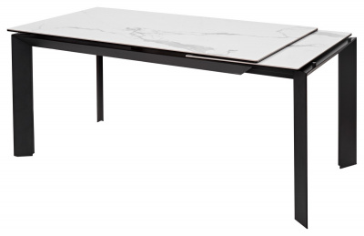 Стол CREMONA 160 MATTE STATUARIO Белый мрамор матовый, керамика/ черный каркас М-City
