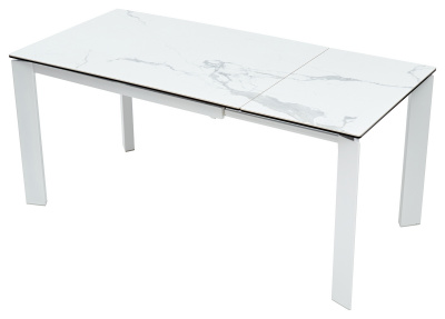 Стол CORNER 120 HIGH GLOSS STATUARIO керамика/ белый каркас М-City