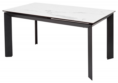 Стол CREMONA 160 MATTE STATUARIO Белый мрамор матовый, керамика/ черный каркас М-City