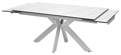 Стол BELLUNO 160 MARBLES KL-99 Белый мрамор матовый, итальянская керамика/ белый каркас М-City