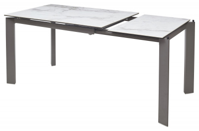 Стол CORNER 120 VOLAKAS WHITE Белый мрамор глянцевый, керамика/ GREY1 М-City