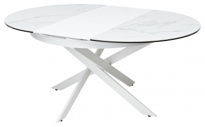 Стол TRENTO 120 HIGH GLOSS STATUARIO Белый мрамор глянцевый, керамика/ белый каркас М-City