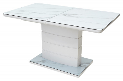 Стол ALTA 120 GREY-WHITE MARBLE/ WHITE глазурованное стекло М-City