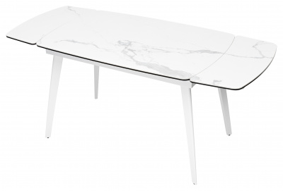 Стол ELIOT 120 HIGH GLOSS STATUARIO Белый мрамор глянцевый, керамика/ белый каркас М-City