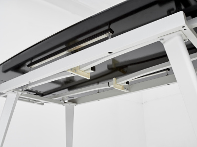 Стол ELIOT 120 HIGH GLOSS STATUARIO Белый мрамор глянцевый, керамика/ белый каркас М-City