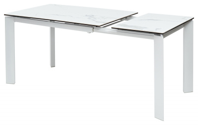 Стол CORNER 120 HIGH GLOSS STATUARIO керамика/ белый каркас М-City