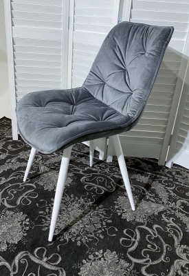 Стул MONACO UF910-05 DARK GREY, велюр/белый каркас M-City