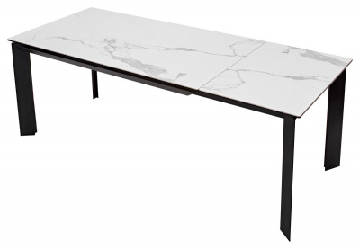 Стол CREMONA 160 MATTE STATUARIO Белый мрамор матовый, керамика/ черный каркас М-City